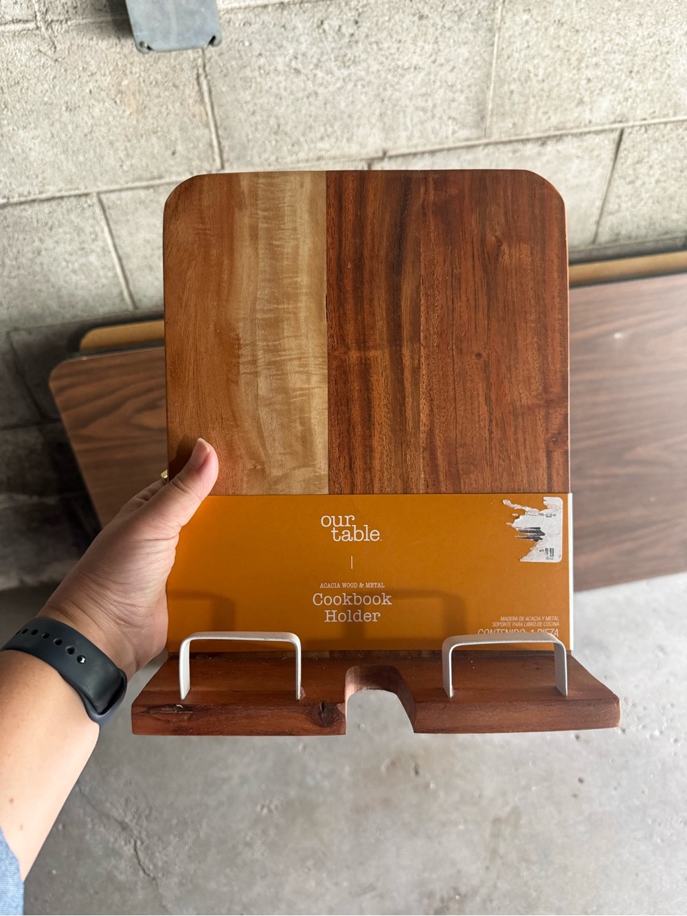 Acacia Wood Cookbook Holder - Brown